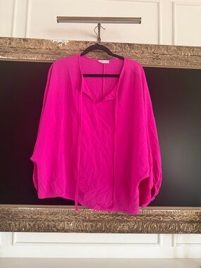 First Love Fuchsia V-Neck Flowing Blouse